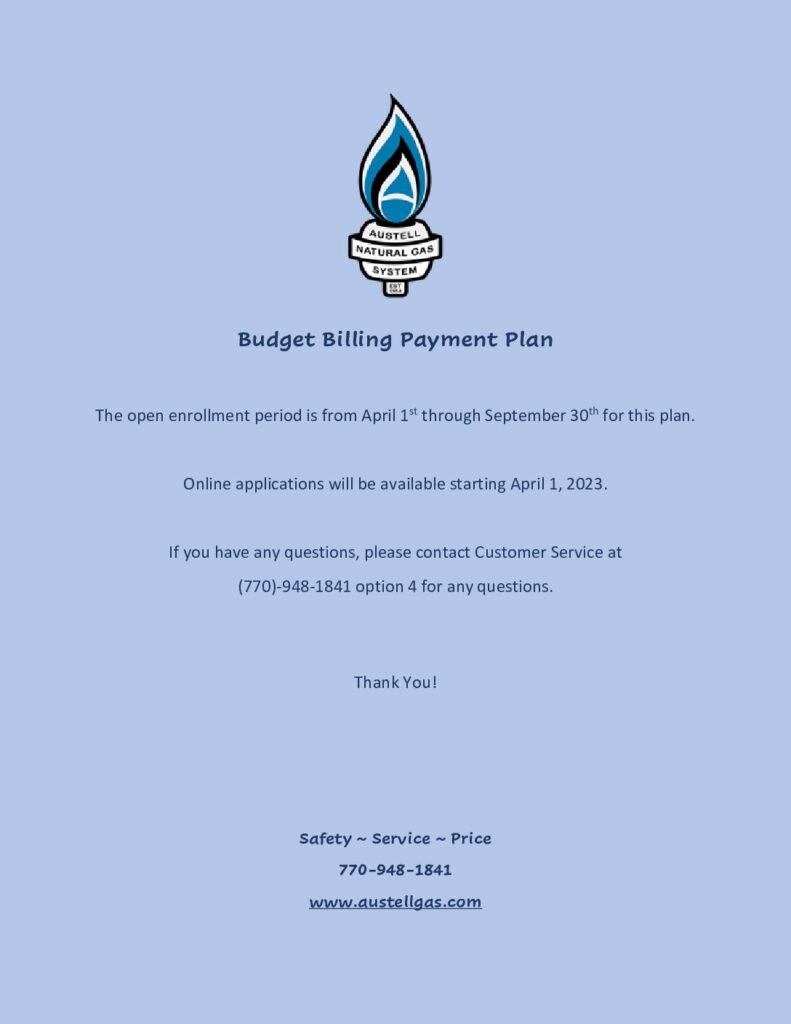 Budget Billing Application Austell Natural Gas