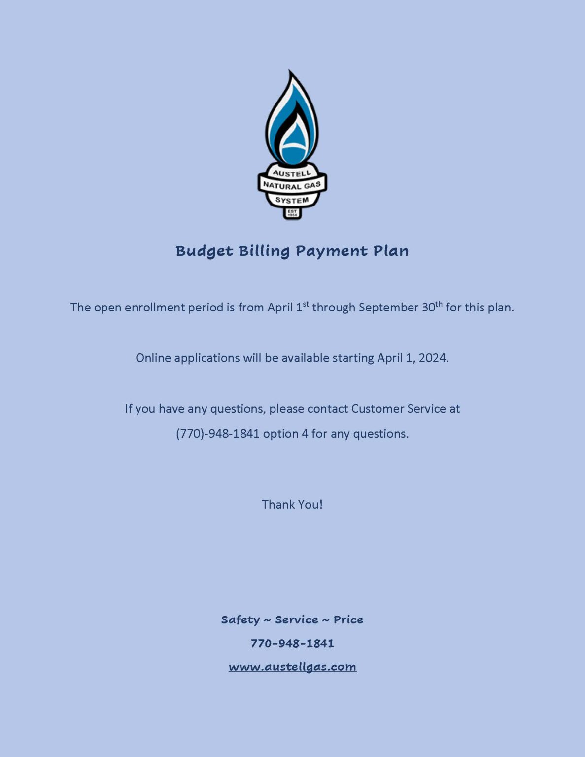 Budget Billing Application Austell Natural Gas